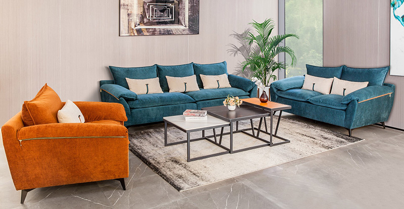 Moderne eenvoudige woonkamer stof veren bank combinatie 620050